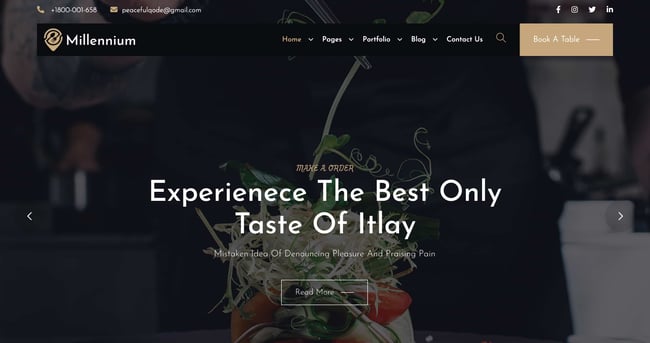 restaurant website templates: millennium